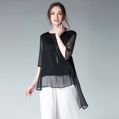 Fairy Summer Chiffon Plus Sizes Women Shirts