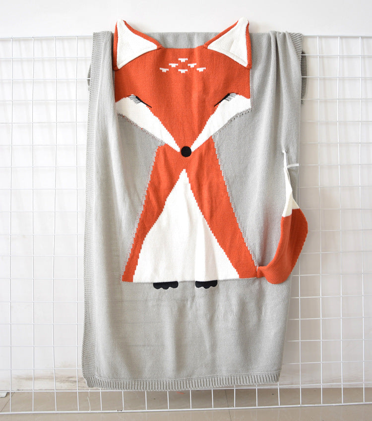 Cute Fox Design Kids Knitted Blankets