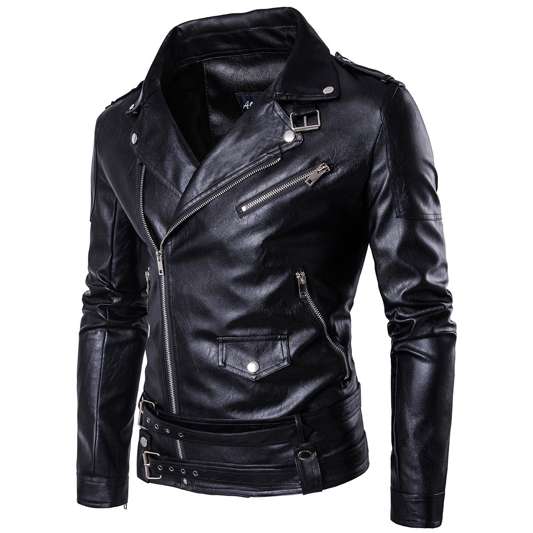 Black PU Leather Motocycle Jackets for Men