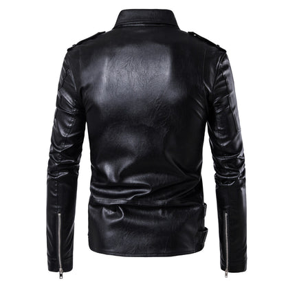 Black PU Leather Motocycle Jackets for Men