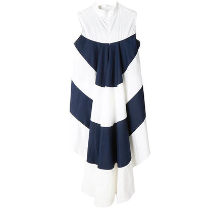 Fashion Women Asymmetrical Sleeveless Striped Shirts