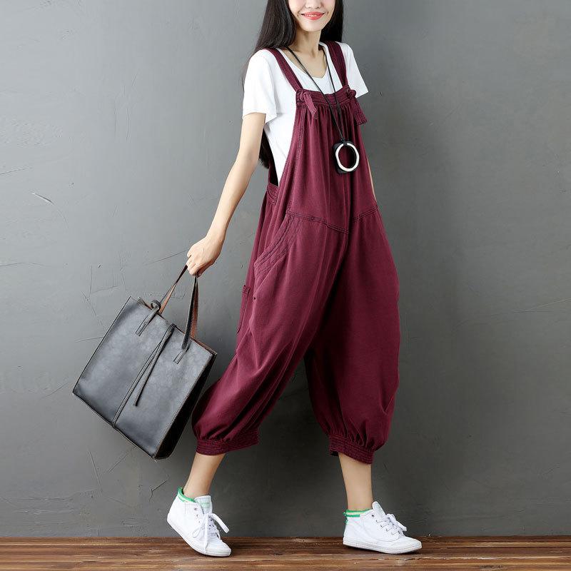 Women Plus Sizes Casual Demin Jumpsuits-STYLEGOING