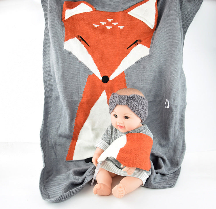 Cute Fox Design Kids Knitted Blankets