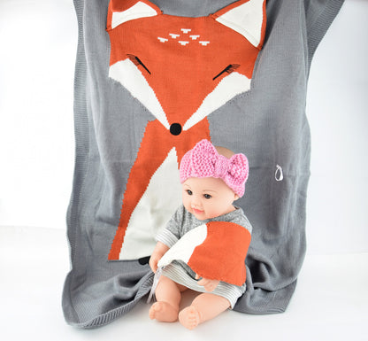 Cute Fox Design Kids Knitted Blankets