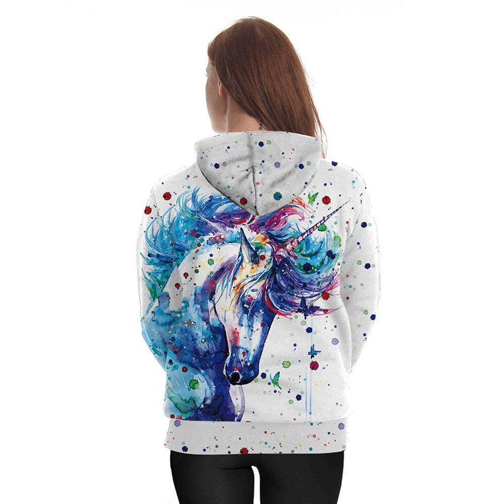 Water Colored Unicorn Design Women Hoodies