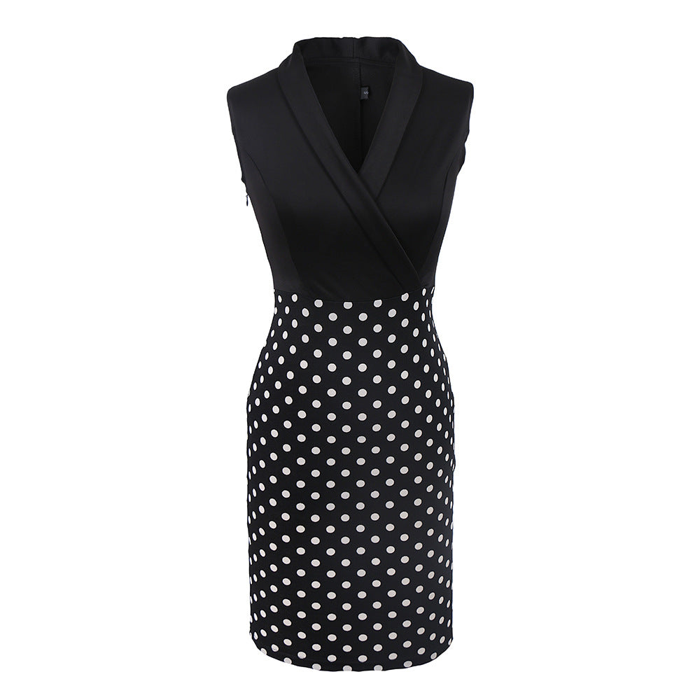 Summer Polk Dot Office Lady Blazer Sheath Dresses