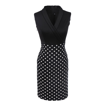Summer Polk Dot Office Lady Blazer Sheath Dresses