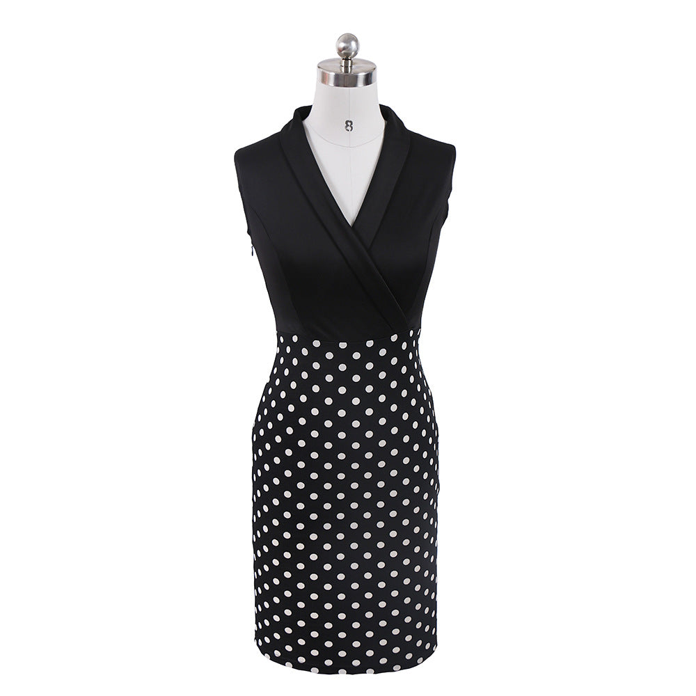 Summer Polk Dot Office Lady Blazer Sheath Dresses