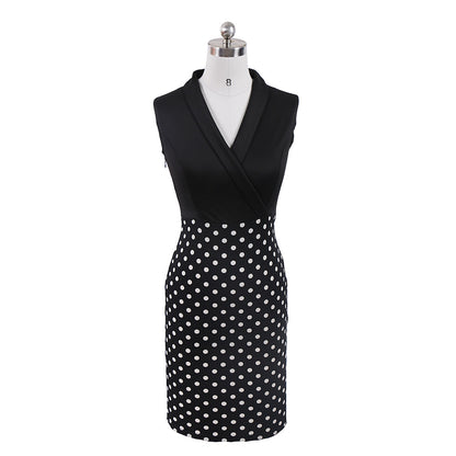 Summer Polk Dot Office Lady Blazer Sheath Dresses