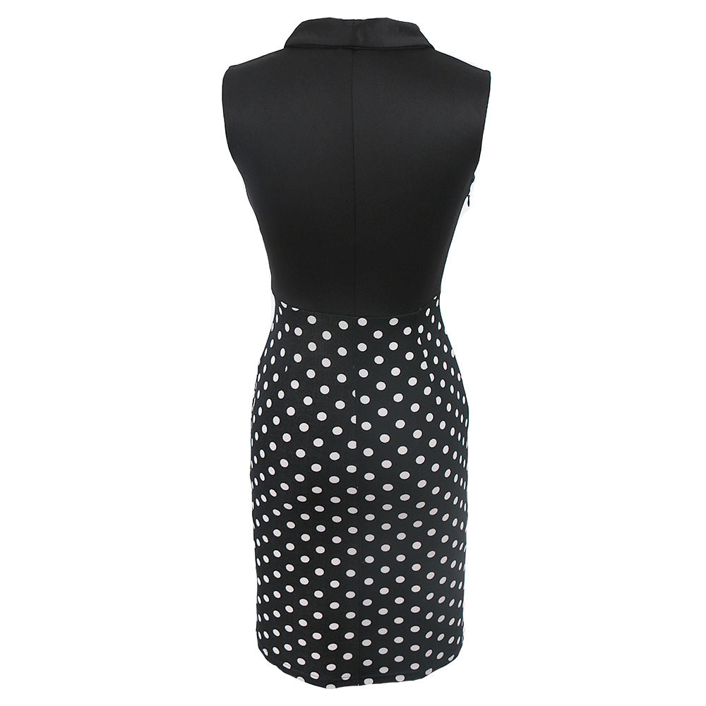 Summer Polk Dot Office Lady Blazer Sheath Dresses