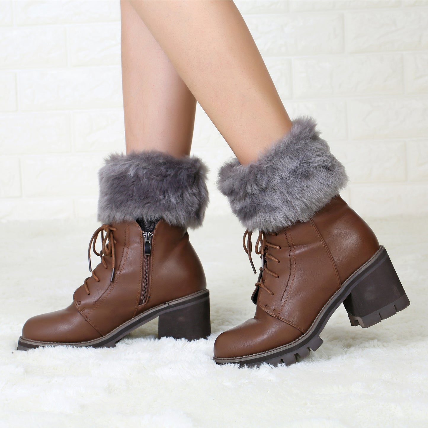 2 Pairs/set Knitted Fur Boot Covers for Women