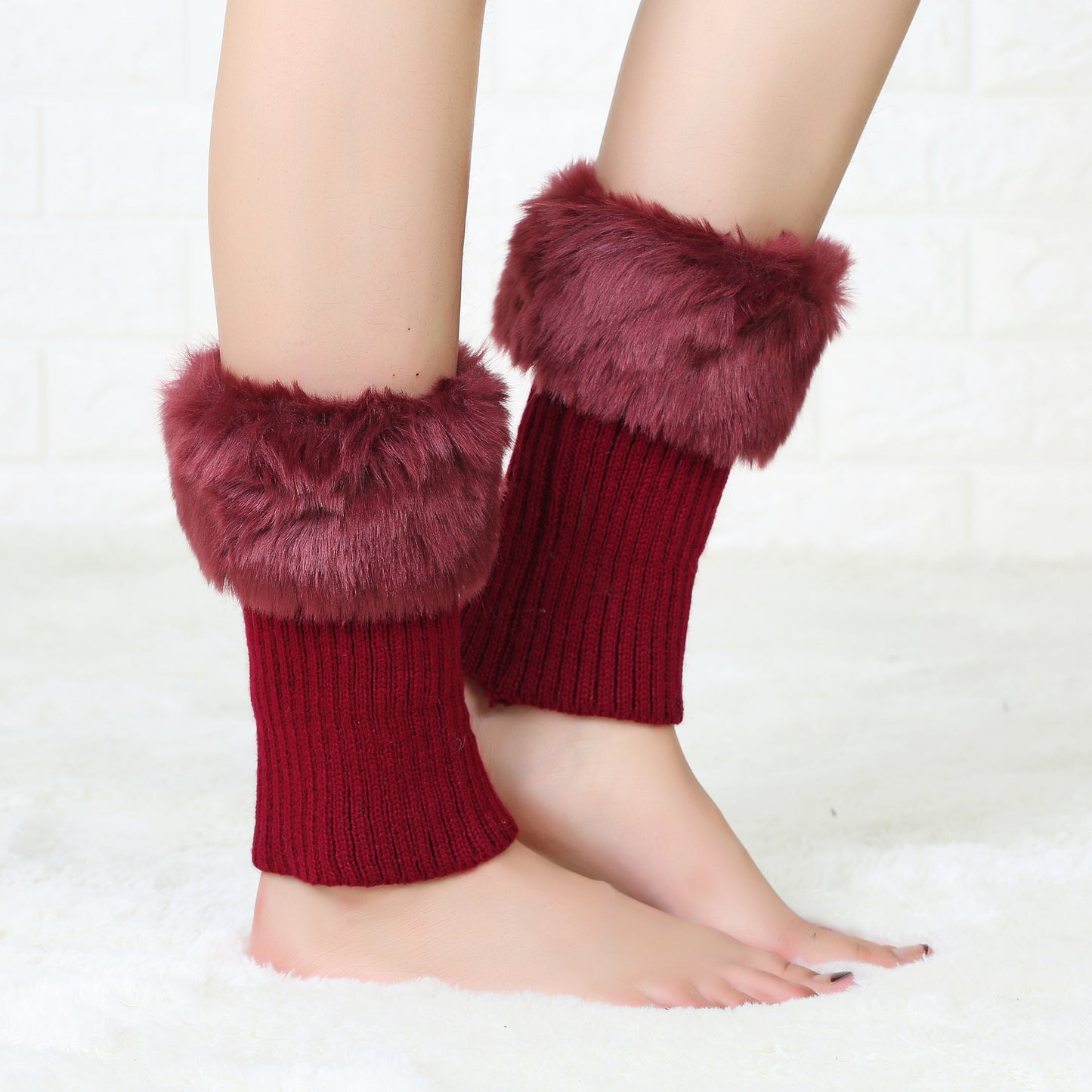 2 Pairs/set Knitted Fur Boot Covers for Women
