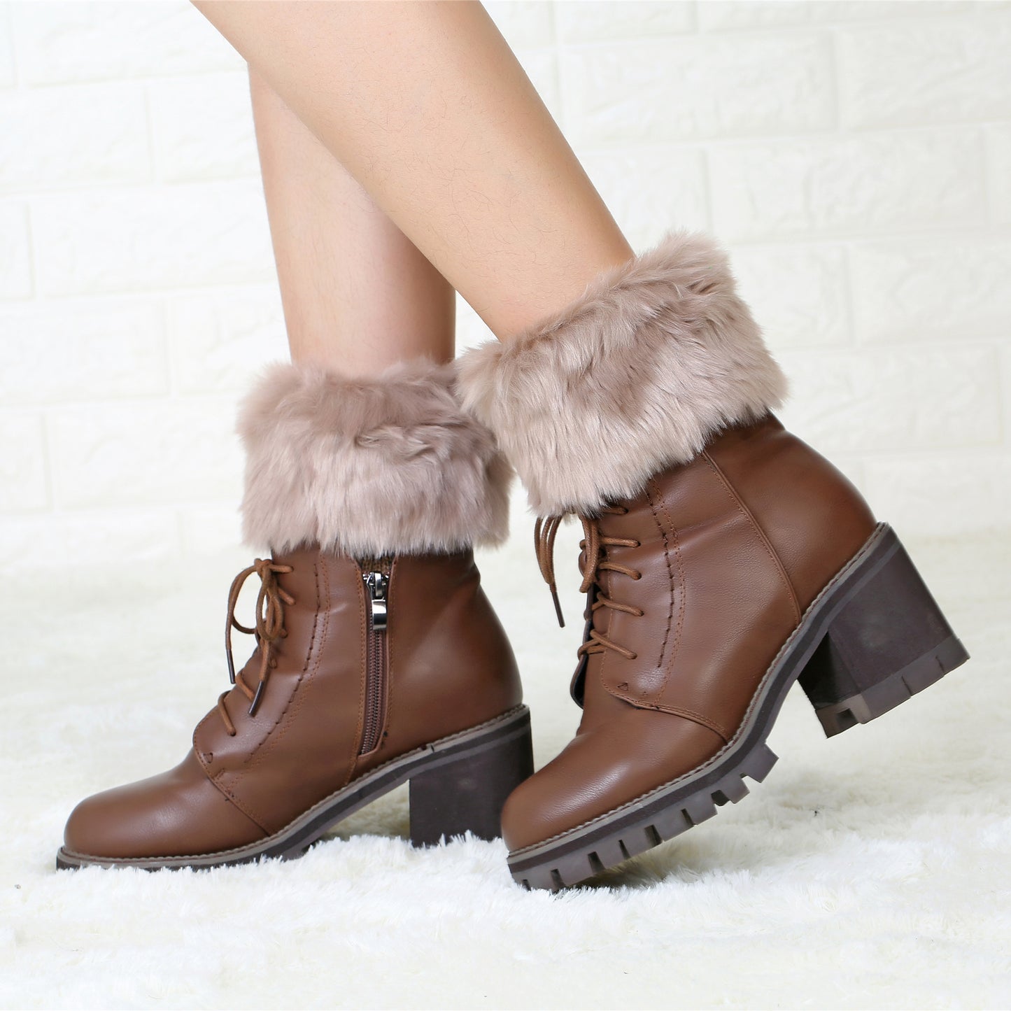 2 Pairs/set Knitted Fur Boot Covers for Women
