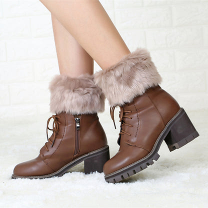 2 Pairs/set Knitted Fur Boot Covers for Women