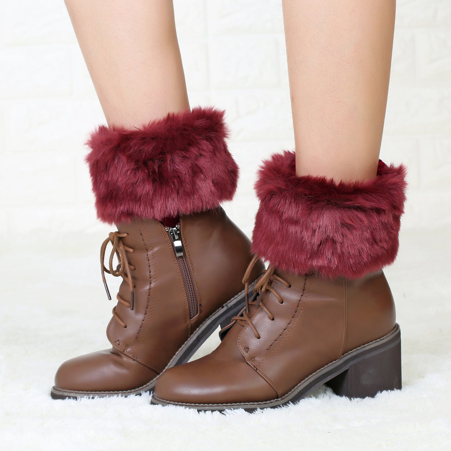 2 Pairs/set Knitted Fur Boot Covers for Women