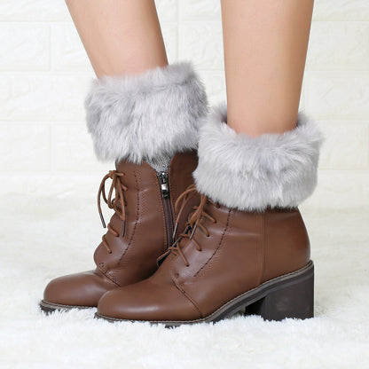 2 Pairs/set Knitted Fur Boot Covers for Women