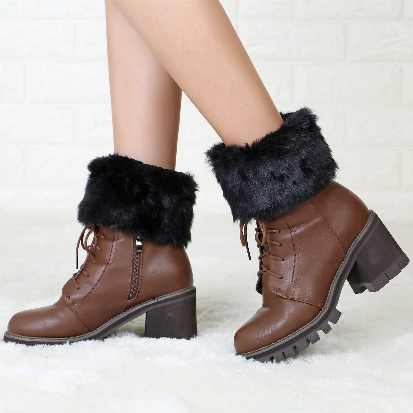 2 Pairs/set Knitted Fur Boot Covers for Women