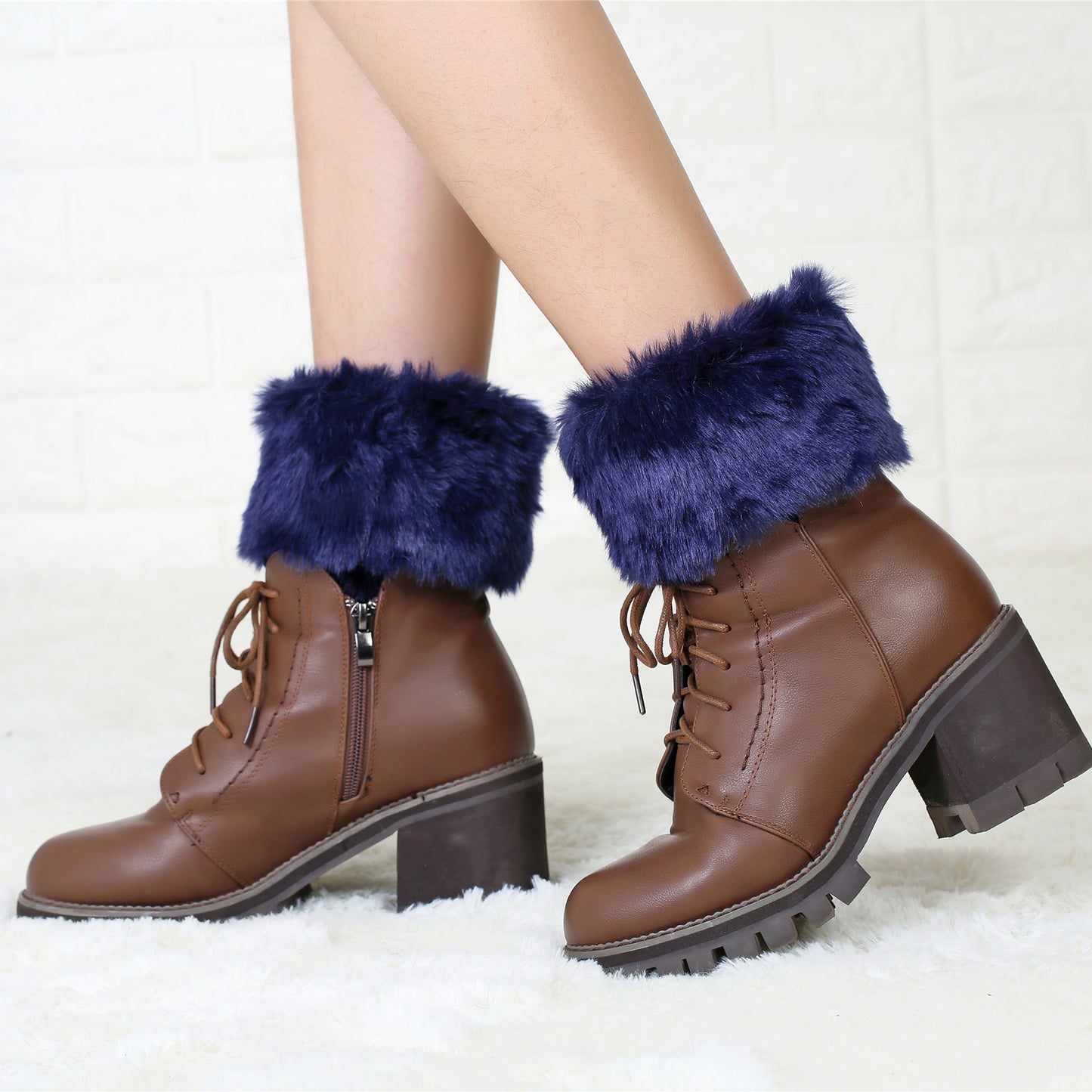 2 Pairs/set Knitted Fur Boot Covers for Women