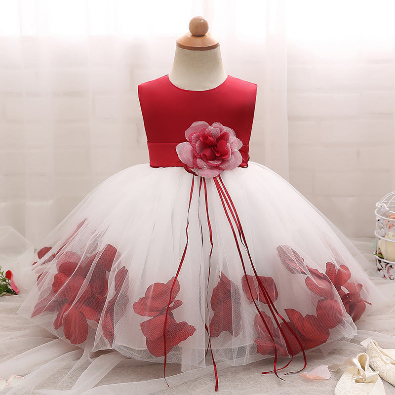 3D Flower Design Girls Princess Ball Gown Dresses