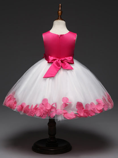 3D Flower Design Girls Princess Ball Gown Dresses