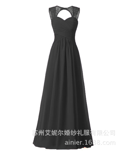 Women Elegant Sleeveless Lace Long Evening Dresses