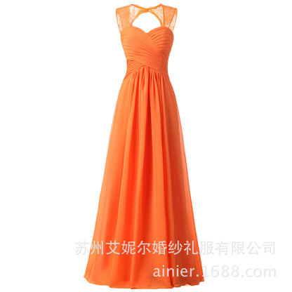 Women Elegant Sleeveless Lace Long Evening Dresses