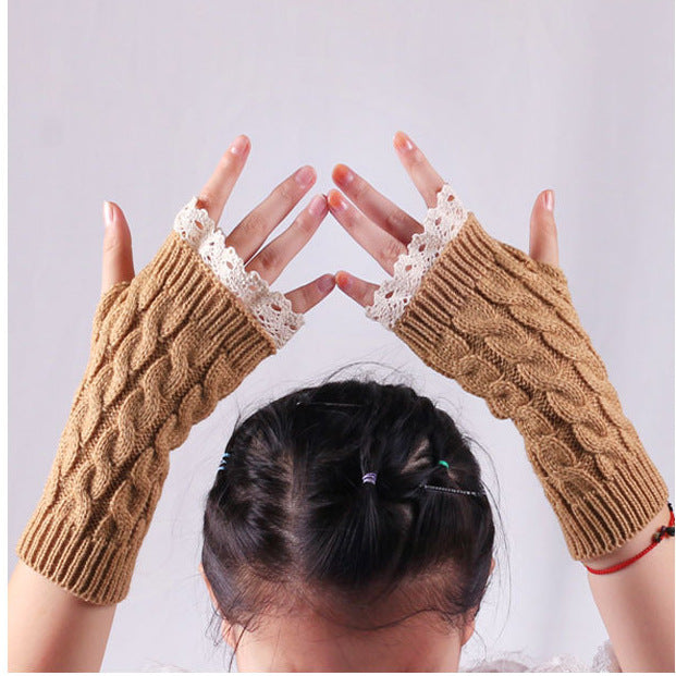 2 Pairs/Set Lovely Finger Less Knitted Gloves for Girl