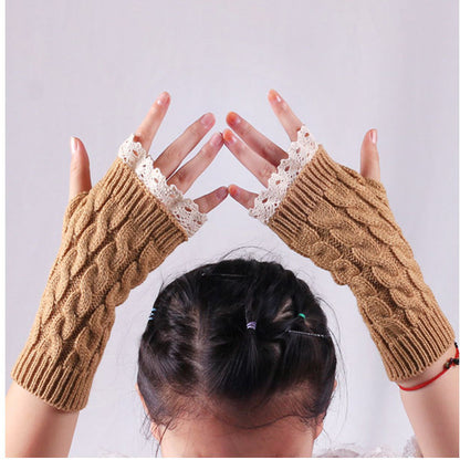 2 Pairs/Set Lovely Finger Less Knitted Gloves for Girl