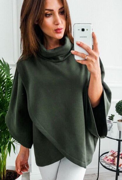 Women High Neck Irregular Fall Cape Hoodies-STYLEGOING