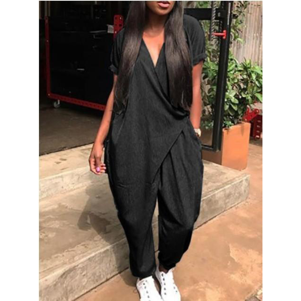 Women Plus Sizes Leisure Loose Rompers-STYLEGOING
