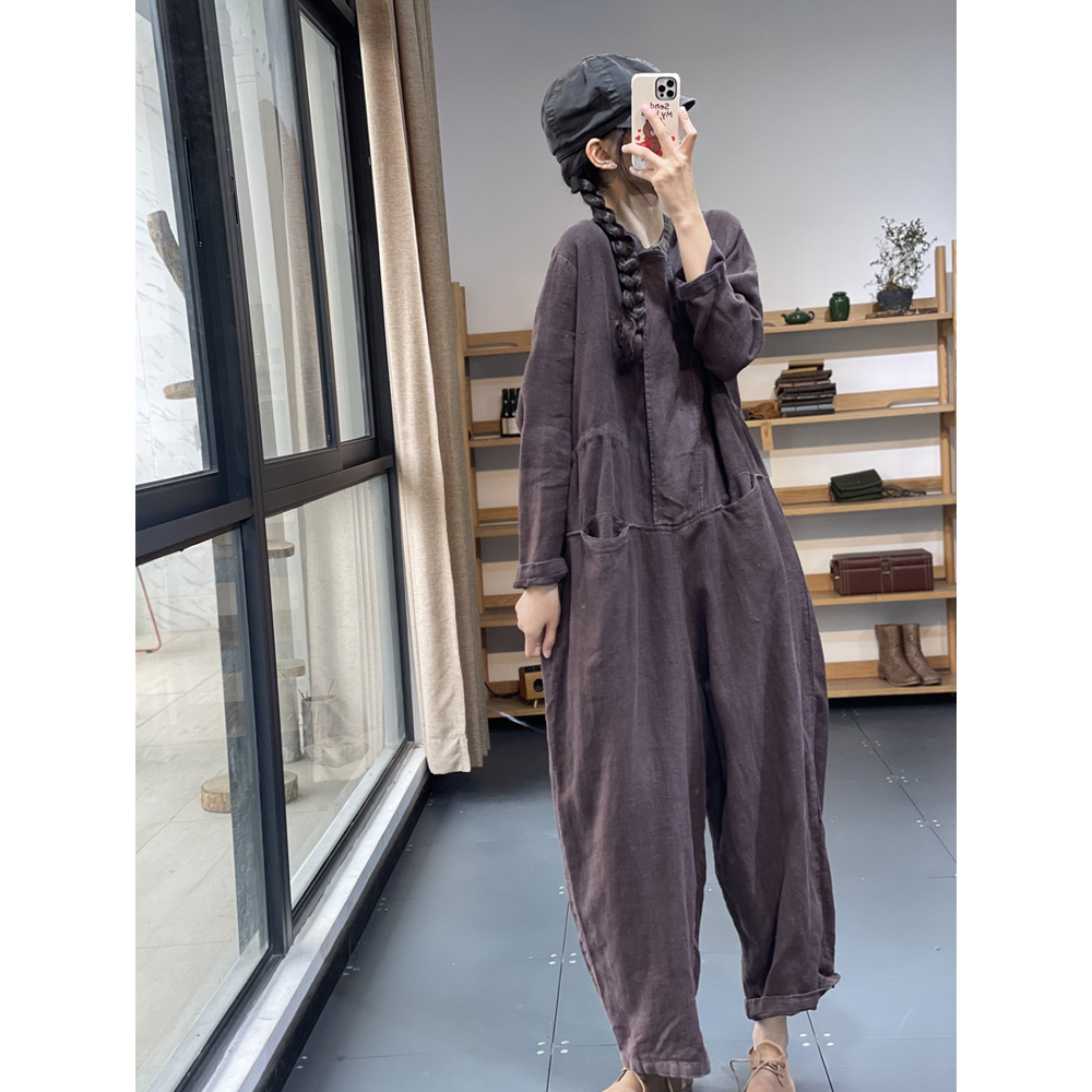 Vintage Women Leisure Long Sleeves Rompers-STYLEGOING