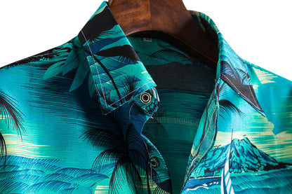 Floral Print Men's Short Sleeves Summer Beach T Shirts
