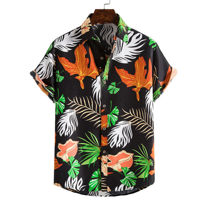 Floral Print Men's Short Sleeves Summer Beach T Shirts