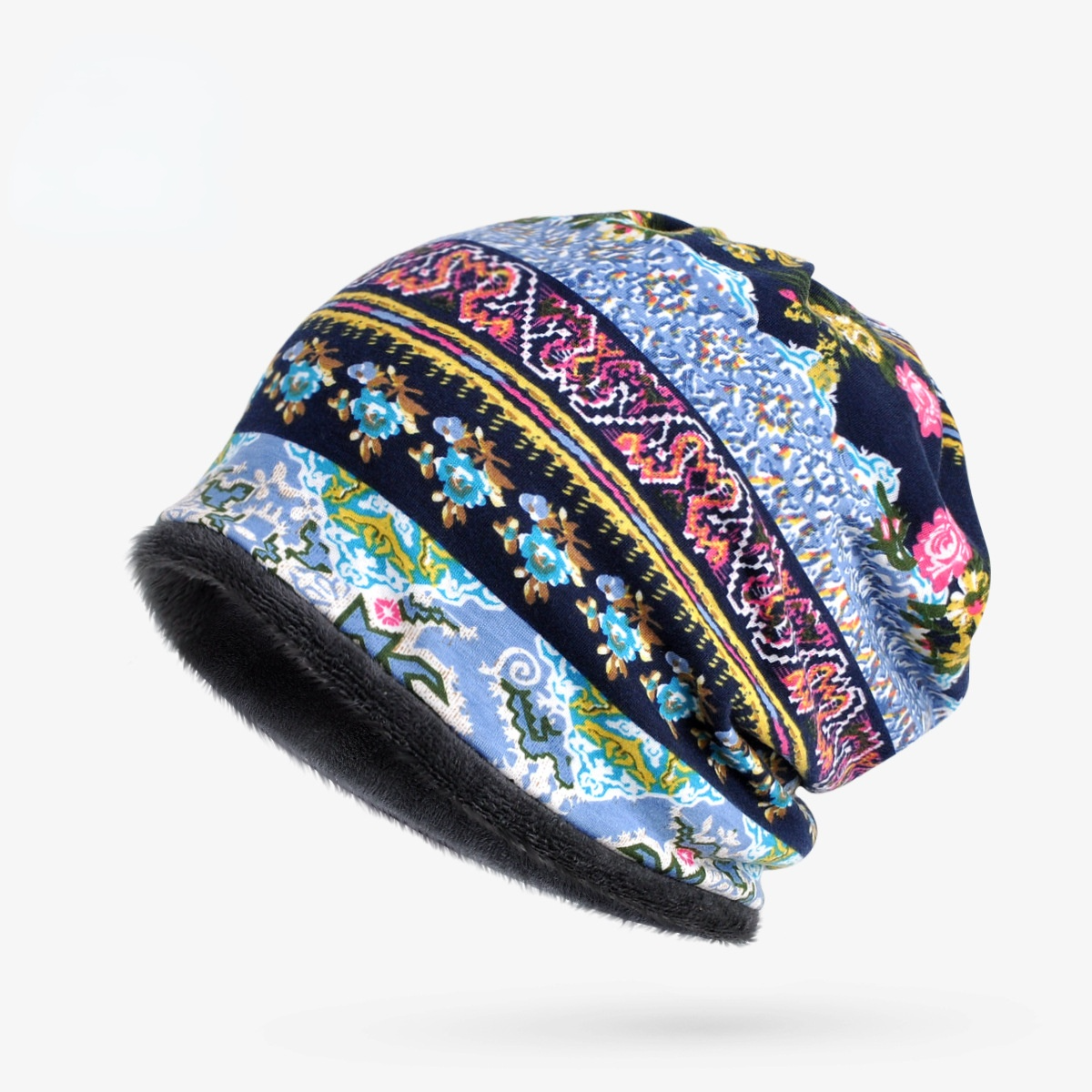 Winter Warm Bohemian Print Velvet Hats for Women