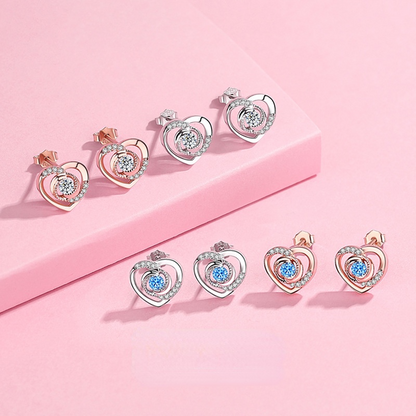 Cute Heart Shape Sterling Sliver Earring Studs