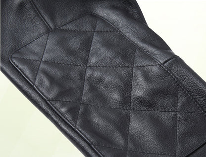 Fashion Stand Collar Cowhide Leather Jacket Coats for Men