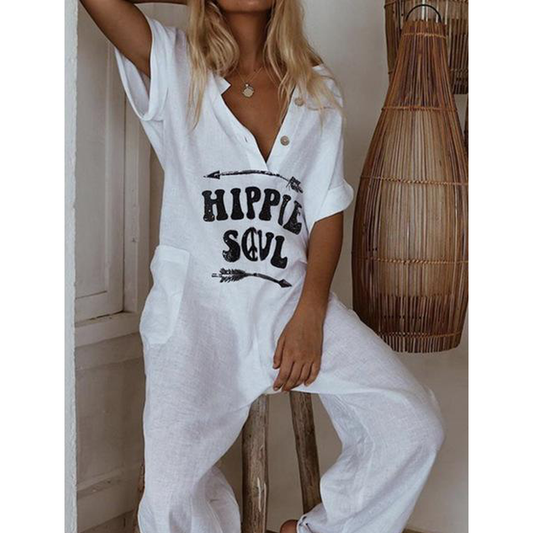 Casual Fashion Linen Loose Jumpsuits-STYLEGOING