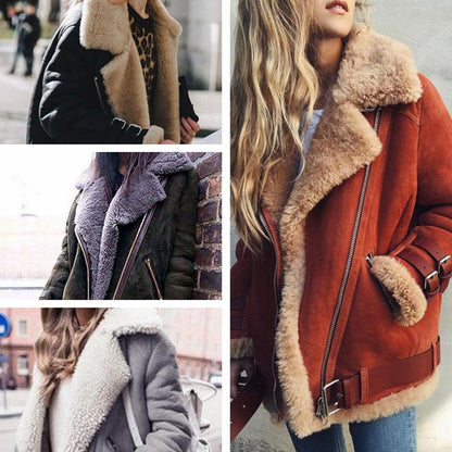 Women Winter Motocycle Wool Overcoat-STYLEGOING