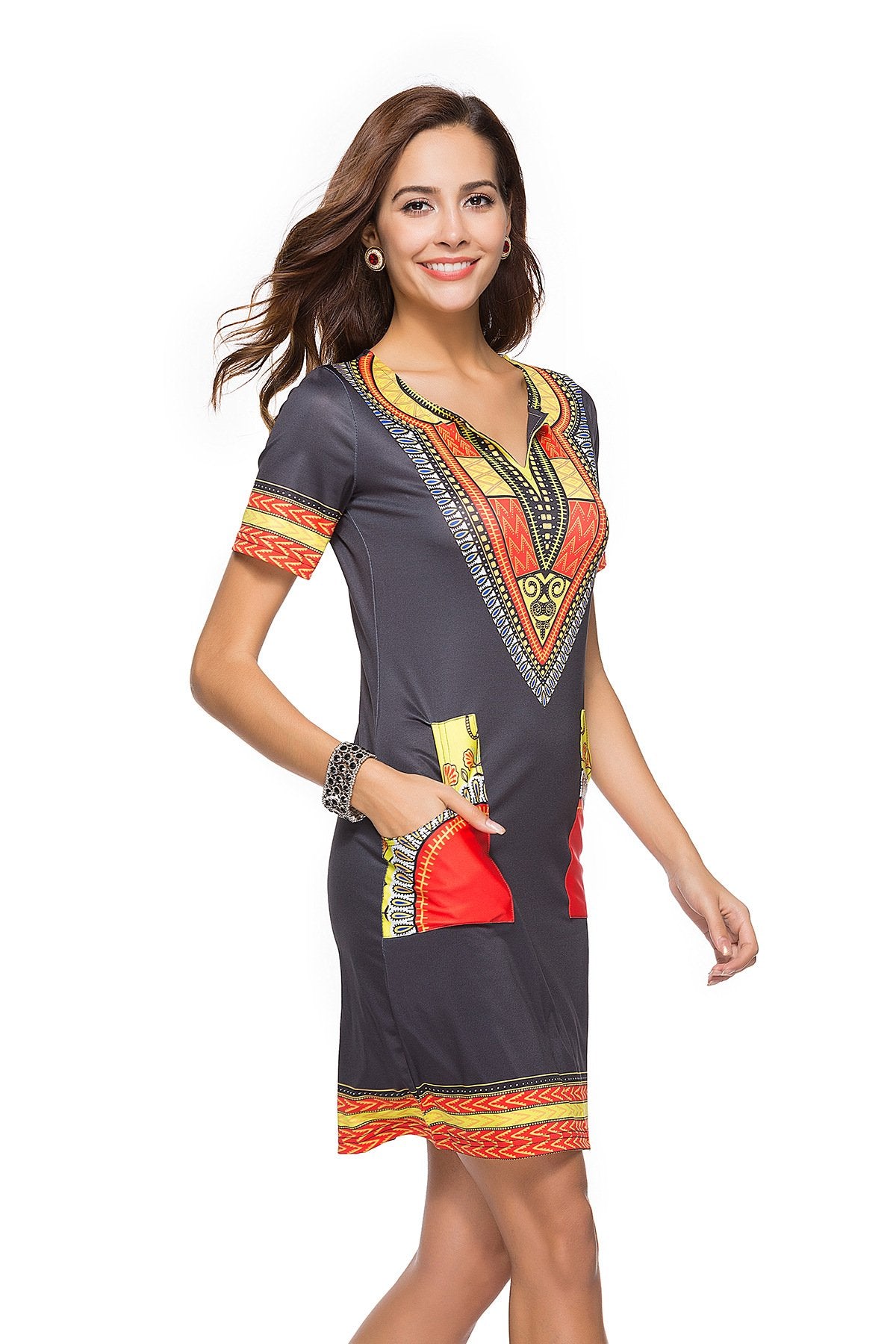 Women Summer Floral Print Short Dresses-STYLEGOING