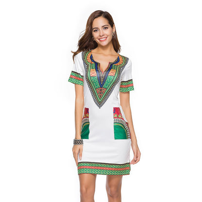 Women Summer Floral Print Short Dresses-STYLEGOING