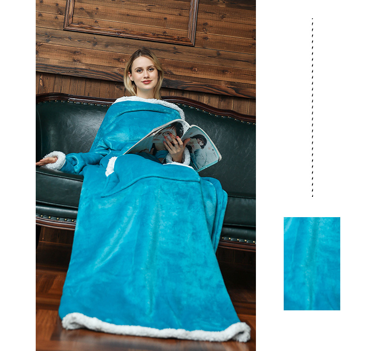 Fashion Fleece Cozy Pullover Long TV Blanket for Lazy People