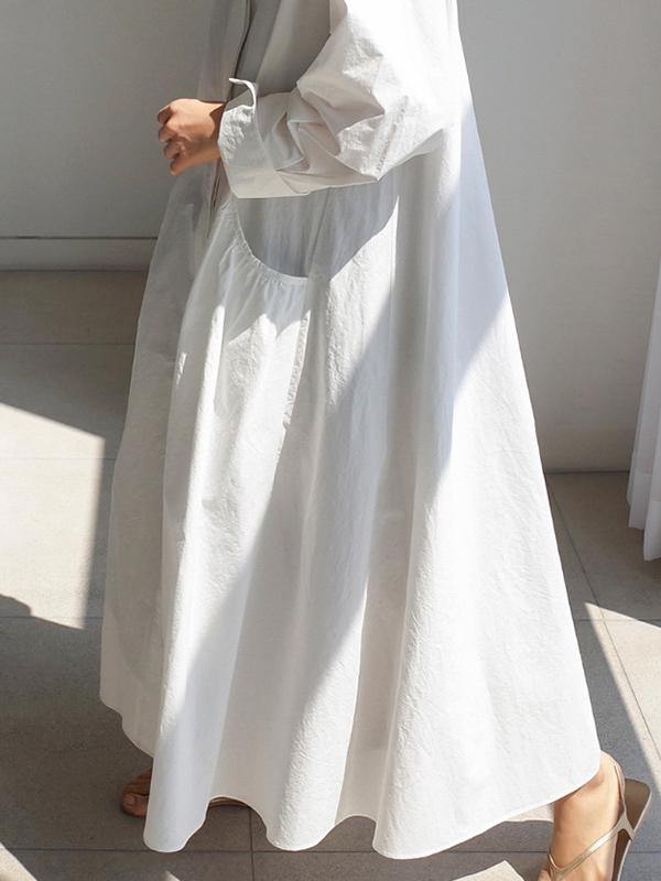 Urban White Lapel Long Shirt Dress-STYLEGOING