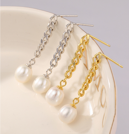 Fashion Sterling Silver Tassel Earring with Pearl E1335