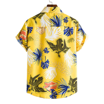 Floral Print Men's Short Sleeves Summer Beach T Shirts