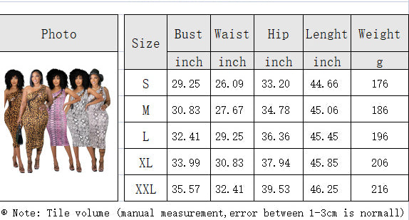 Sexy One Shoulder Leopard Sheath Dresses