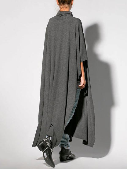 Black&Gray Lace-Up Split-Side Cape Outwear-STYLEGOING