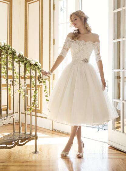 White Tulle Off The Shoulder Sexy Short Dresses-STYLEGOING