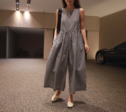 Casual Summer Linen Loose Jumpsuits-STYLEGOING