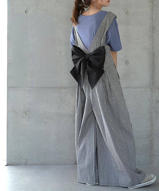 Leisure Wide Legs Rompers with Bow Design