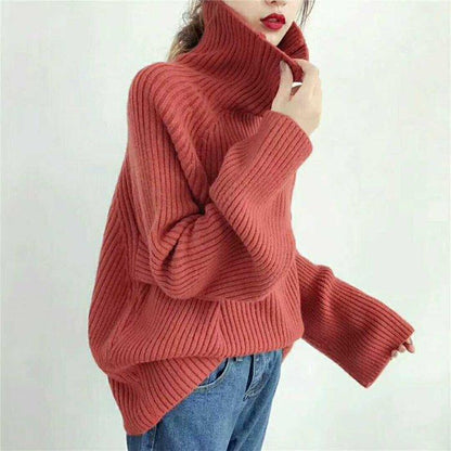 Women High Neck Loose Fall Sweaters-STYLEGOING